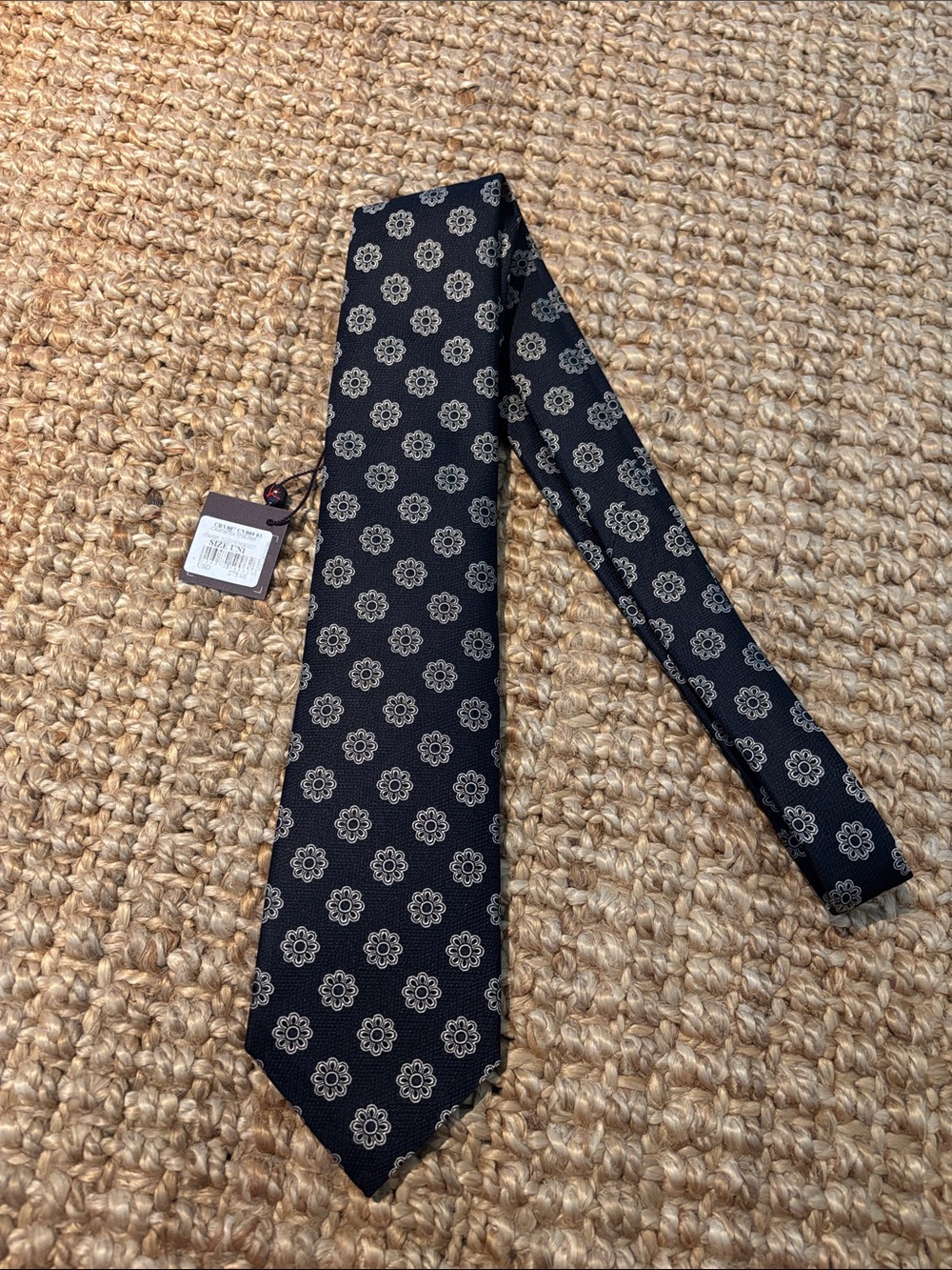 Men's Navy Isaia Floral Medallion Tie - Classic Pattern